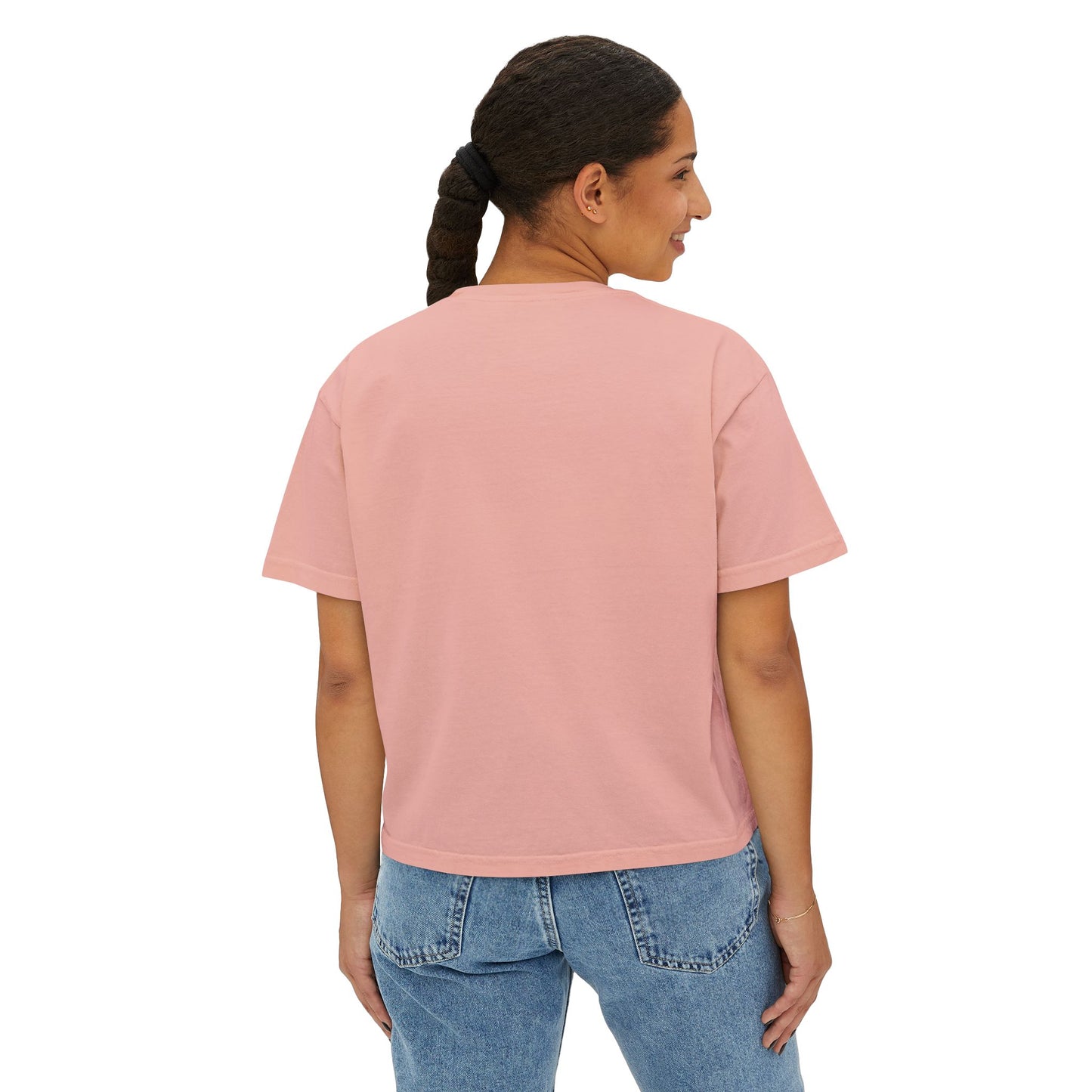 Reading Is Radical Women’s Boxy Tee — Vintage Bookshelf Graphic