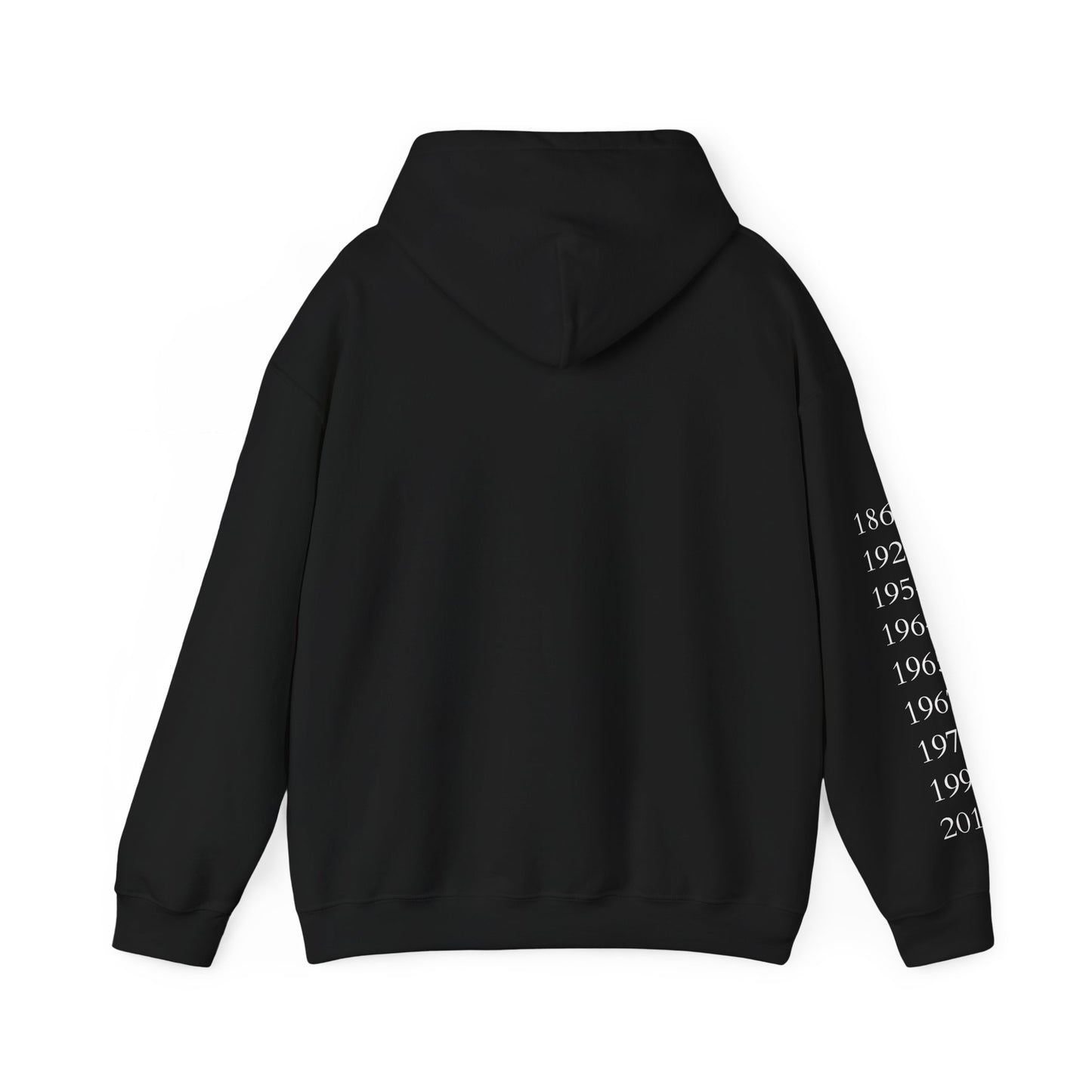 Anniversary Years Hoodie — Minimal Retro Logo Pullover with Sleeve Milestone Dates