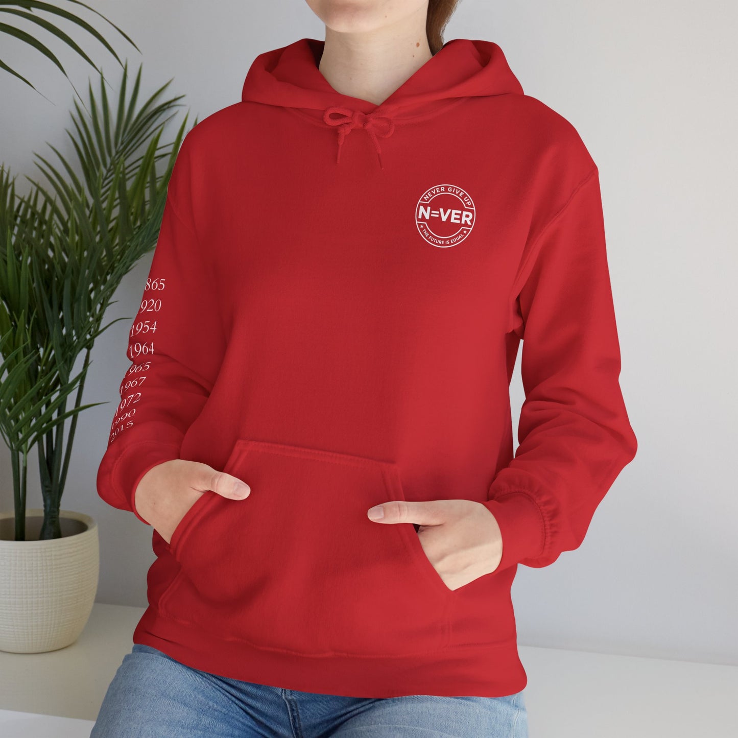Anniversary Years Hoodie — Minimal Retro Logo Pullover with Sleeve Milestone Dates