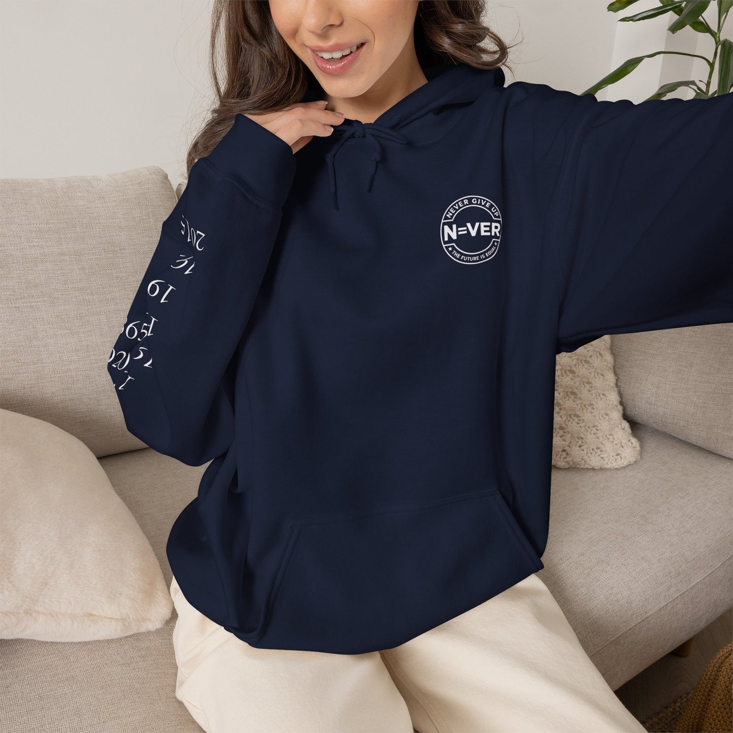 Anniversary Years Hoodie — Minimal Retro Logo Pullover with Sleeve Milestone Dates