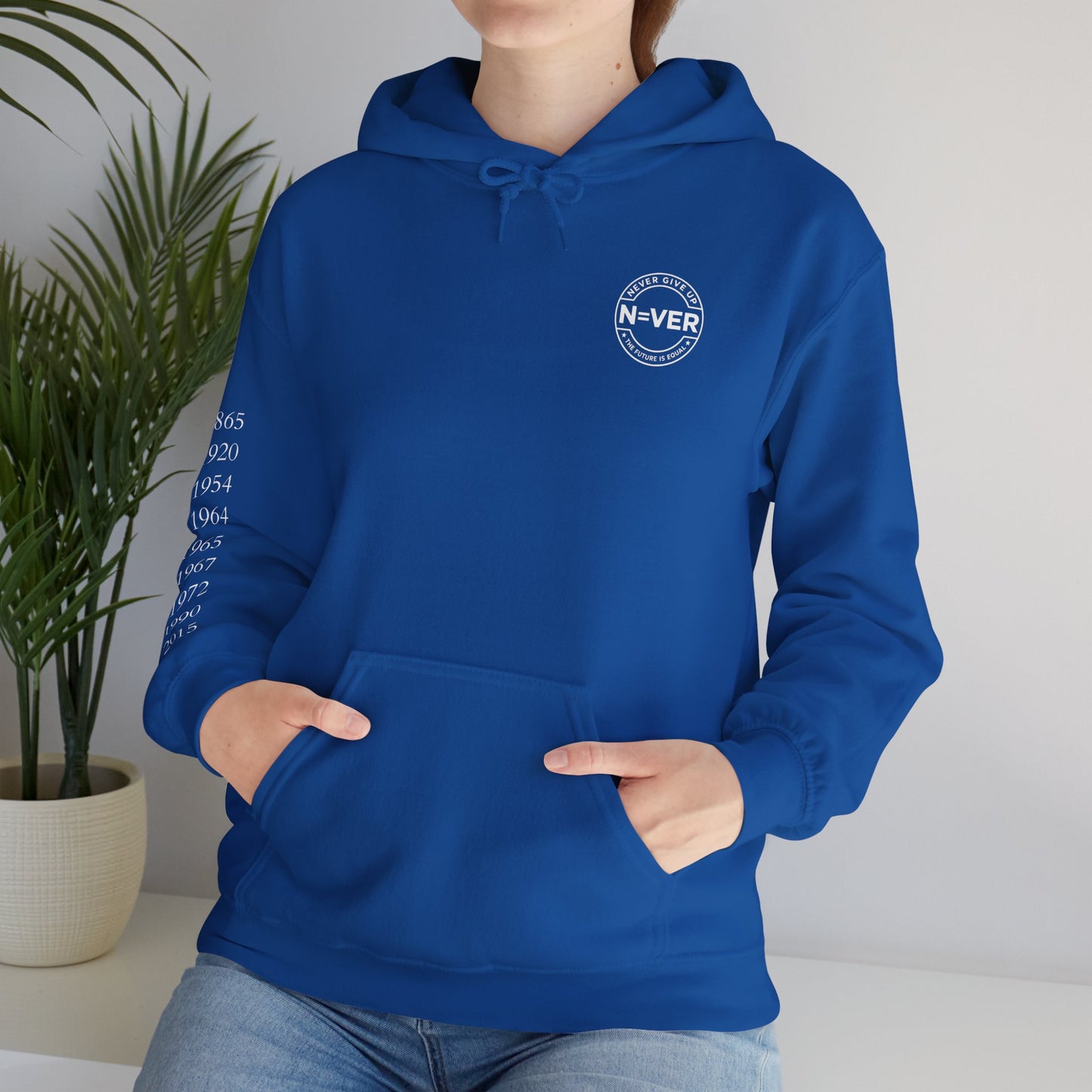 Anniversary Years Hoodie — Minimal Retro Logo Pullover with Sleeve Milestone Dates