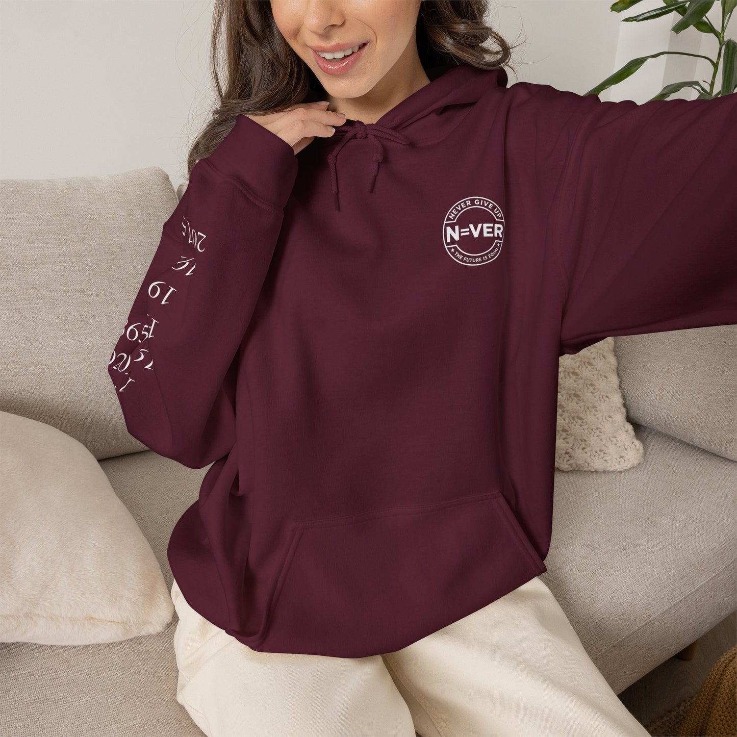 Anniversary Years Hoodie — Minimal Retro Logo Pullover with Sleeve Milestone Dates