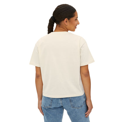 Reading Is Radical Women’s Boxy Tee — Vintage Bookshelf Graphic