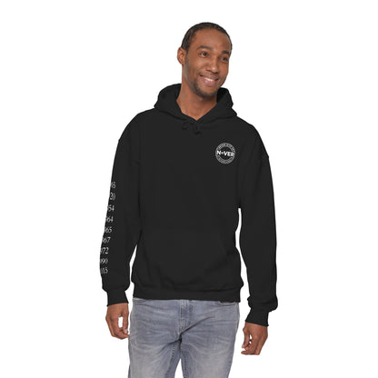 Anniversary Years Hoodie — Minimal Retro Logo Pullover with Sleeve Milestone Dates