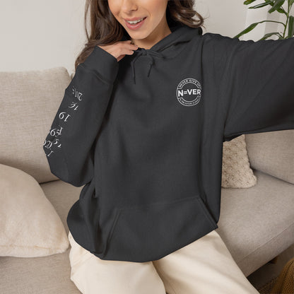 Anniversary Years Hoodie — Minimal Retro Logo Pullover with Sleeve Milestone Dates