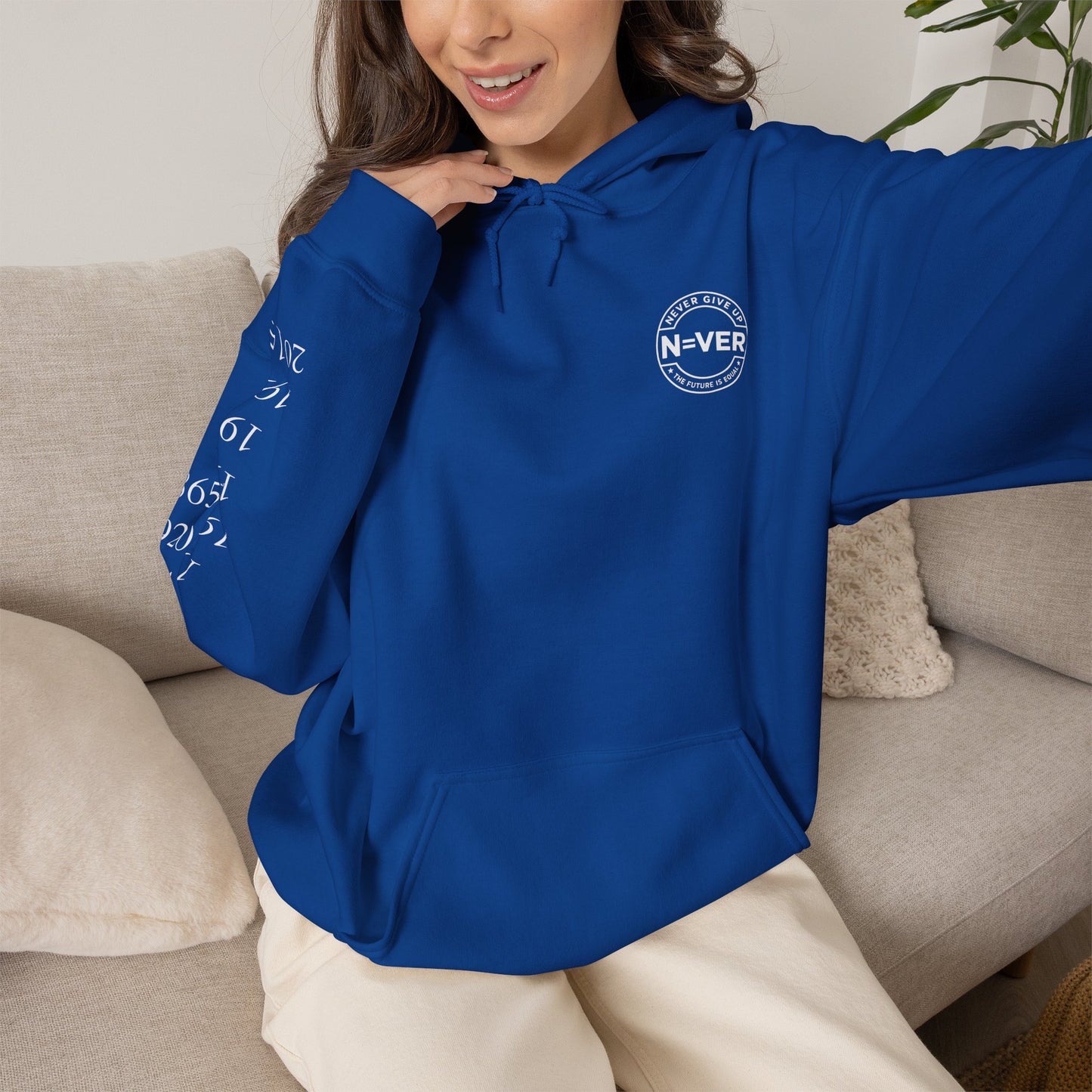 Anniversary Years Hoodie — Minimal Retro Logo Pullover with Sleeve Milestone Dates