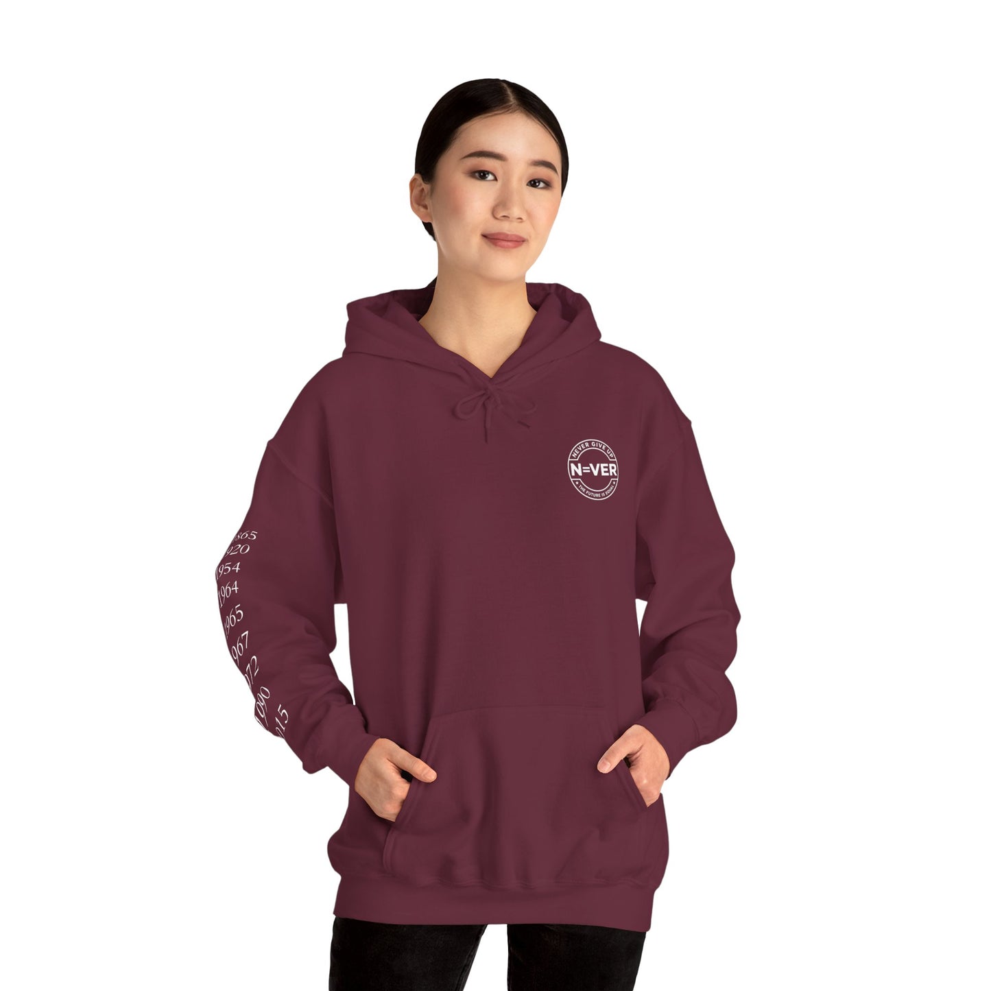 Anniversary Years Hoodie — Minimal Retro Logo Pullover with Sleeve Milestone Dates