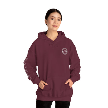 Anniversary Years Hoodie — Minimal Retro Logo Pullover with Sleeve Milestone Dates