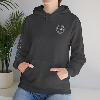 Anniversary Years Hoodie — Minimal Retro Logo Pullover with Sleeve Milestone Dates