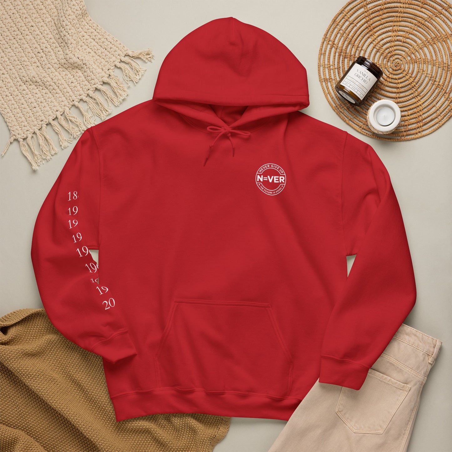 Anniversary Years Hoodie — Minimal Retro Logo Pullover with Sleeve Milestone Dates