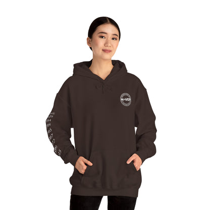 Anniversary Years Hoodie — Minimal Retro Logo Pullover with Sleeve Milestone Dates