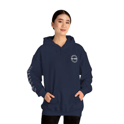 Anniversary Years Hoodie — Minimal Retro Logo Pullover with Sleeve Milestone Dates