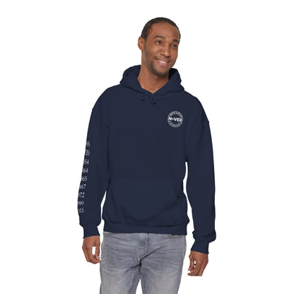Anniversary Years Hoodie — Minimal Retro Logo Pullover with Sleeve Milestone Dates