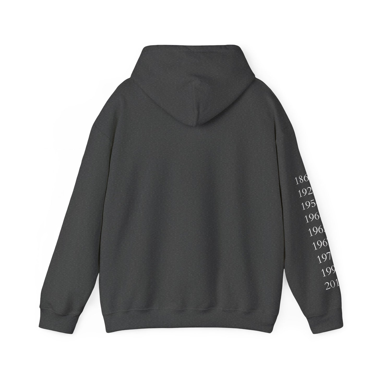 Anniversary Years Hoodie — Minimal Retro Logo Pullover with Sleeve Milestone Dates