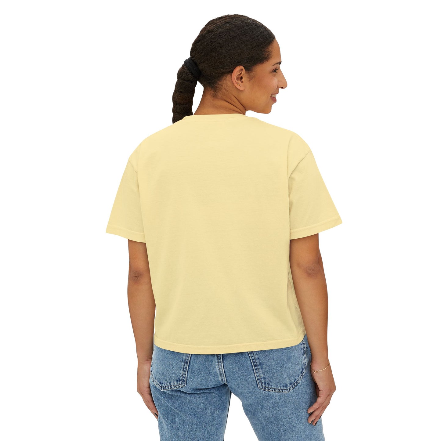Reading Is Radical Women’s Boxy Tee — Vintage Bookshelf Graphic