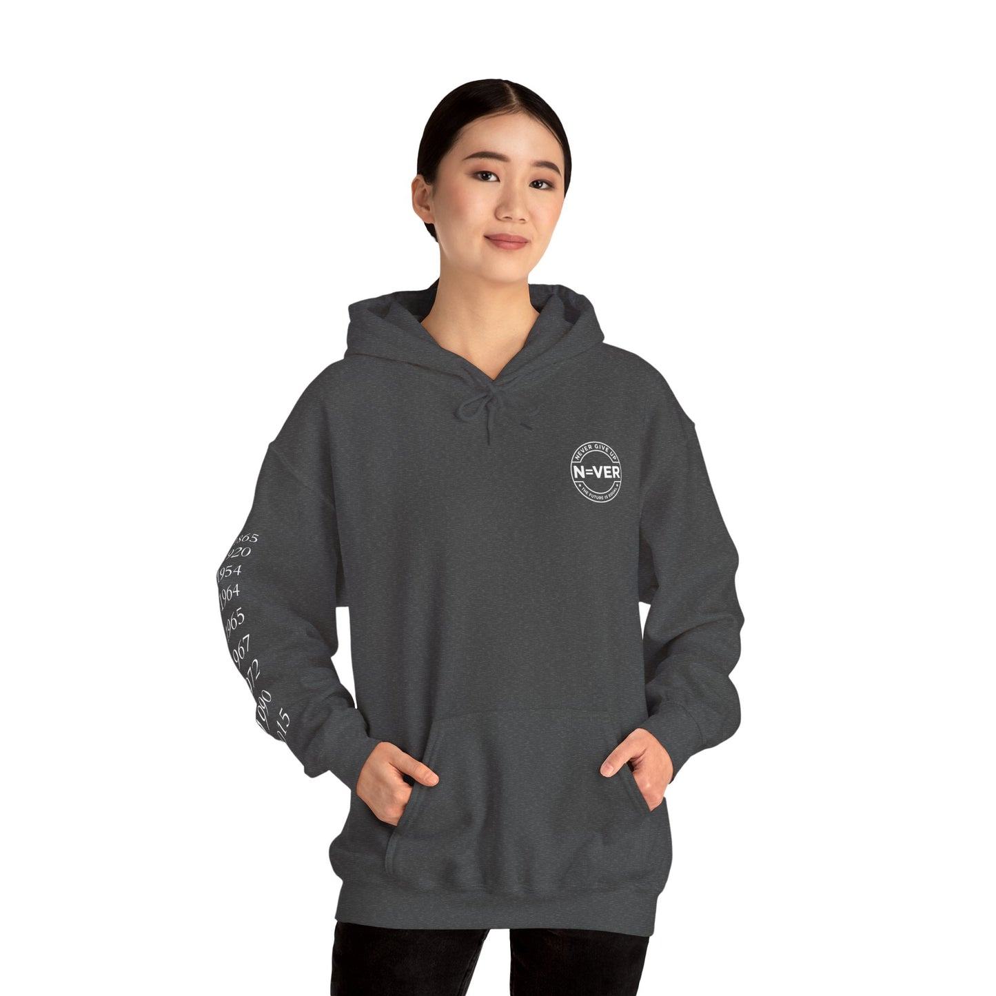 Anniversary Years Hoodie — Minimal Retro Logo Pullover with Sleeve Milestone Dates
