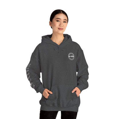 Anniversary Years Hoodie — Minimal Retro Logo Pullover with Sleeve Milestone Dates