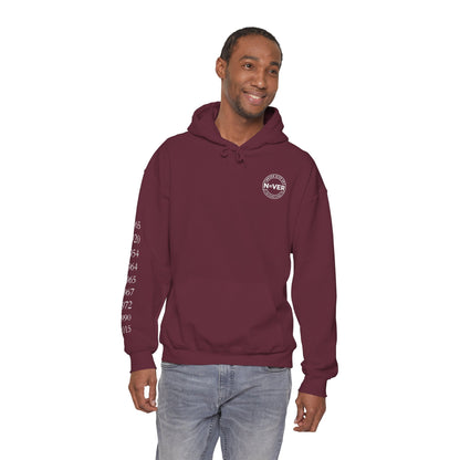 Anniversary Years Hoodie — Minimal Retro Logo Pullover with Sleeve Milestone Dates