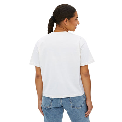 Reading Is Radical Women’s Boxy Tee — Vintage Bookshelf Graphic