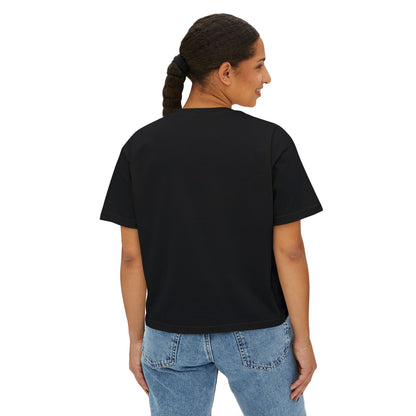 Reading Is Radical Women’s Boxy Tee — Vintage Bookshelf Graphic