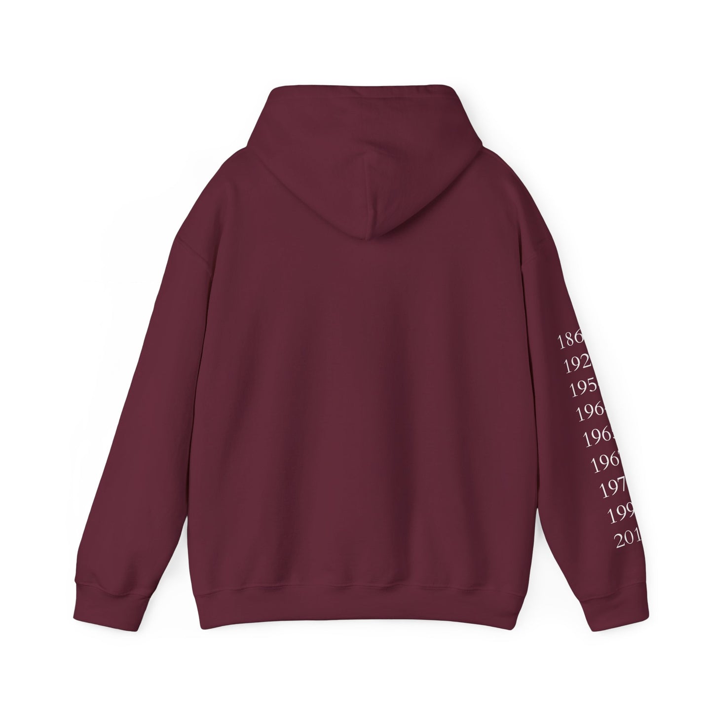 Anniversary Years Hoodie — Minimal Retro Logo Pullover with Sleeve Milestone Dates