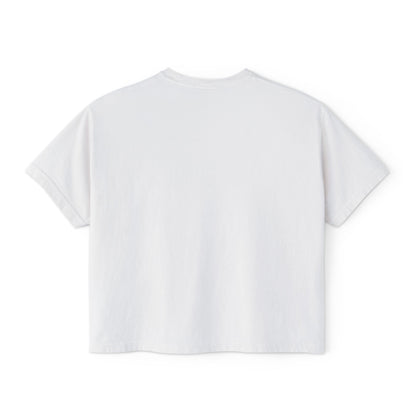 Reading Is Radical Women’s Boxy Tee — Vintage Bookshelf Graphic