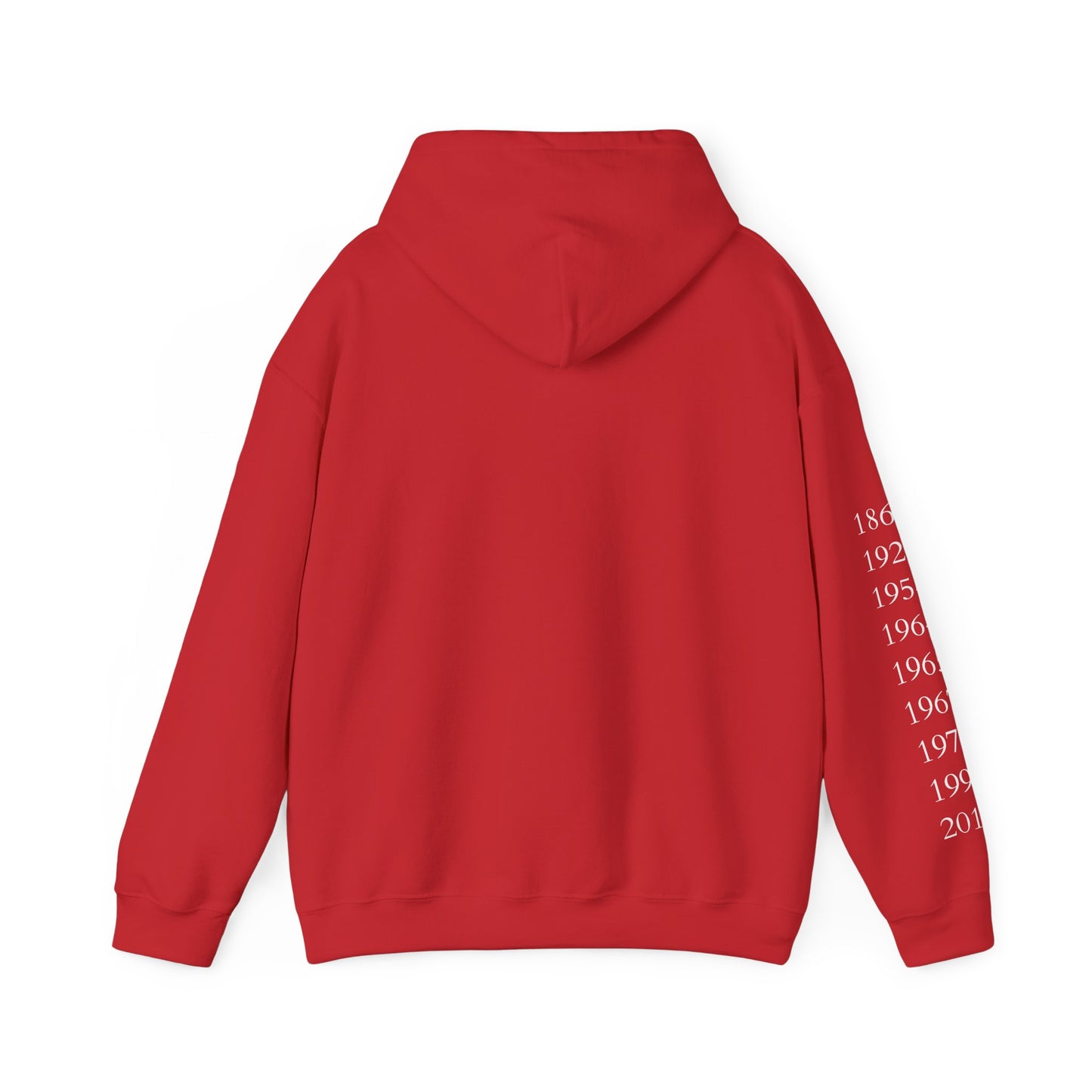 Anniversary Years Hoodie — Minimal Retro Logo Pullover with Sleeve Milestone Dates